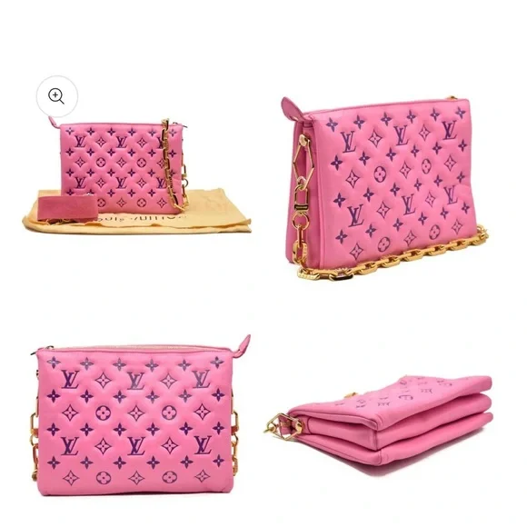 LOUIS VUITTON Lambskin Embossed Monogram Vuittamins Coussin PM Rose Violet - Picture 11 of 13